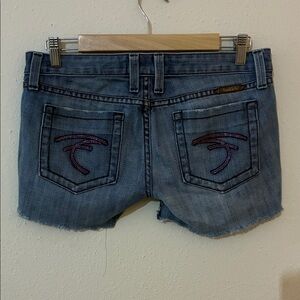 Frankie B. Blue Jean Shorts with Embellished Pockets Sz.27